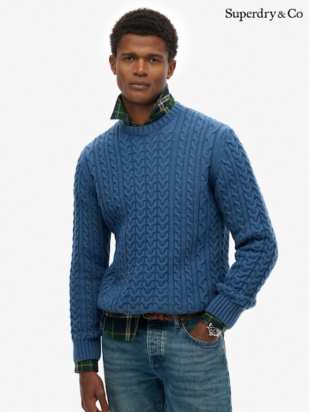 Costa azul - Superdry Jacob Cable Knit Jumper (W23888) | R$ 590