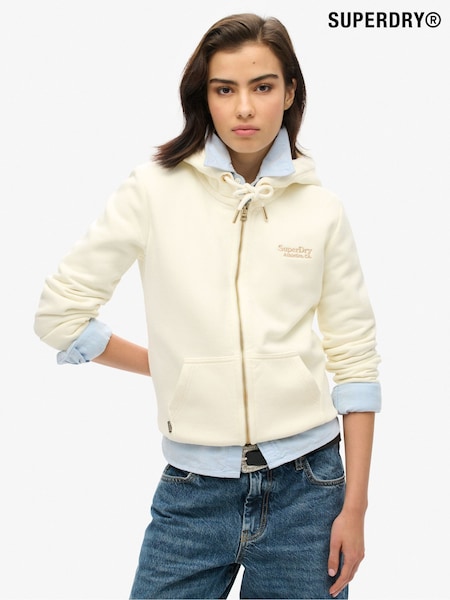 Superdry Cream Essential Logo Zip Hoodie (W23911) | €83
