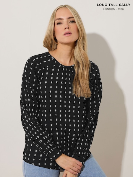 Long Tall Sally Black Raglan Scoop Neck Blouse (W23983) | ₪181