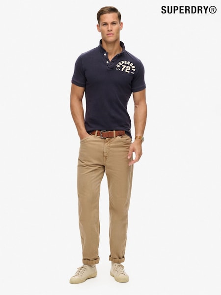 Superdry Blue Vintage Athletic 100% Cotton Polo Shirt (W23996) | €51