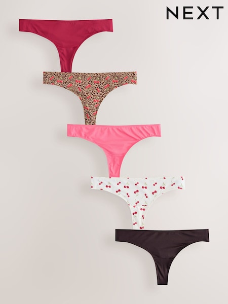 Potisk z leopardjim/češnjevim vzorcem - Microfibre Knickers 5 Pack (W24012) | € 14