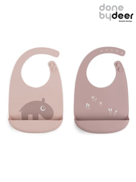 Done by Deer 2 Pack Pink Silicone Ozzo Bibs (W24050) | €28