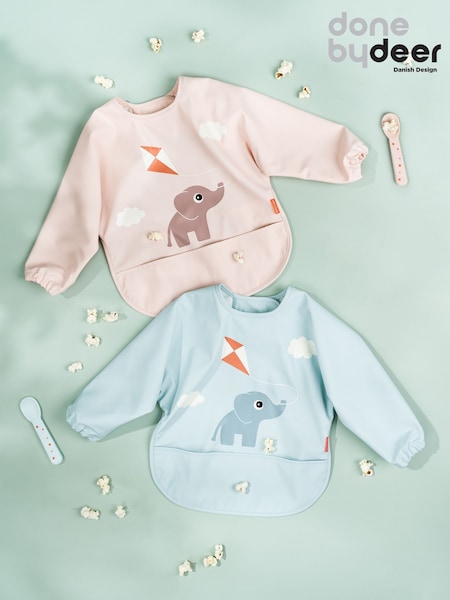 Done by Deer Blue Sleeved Pocket Playground Bib (W24059) | €26