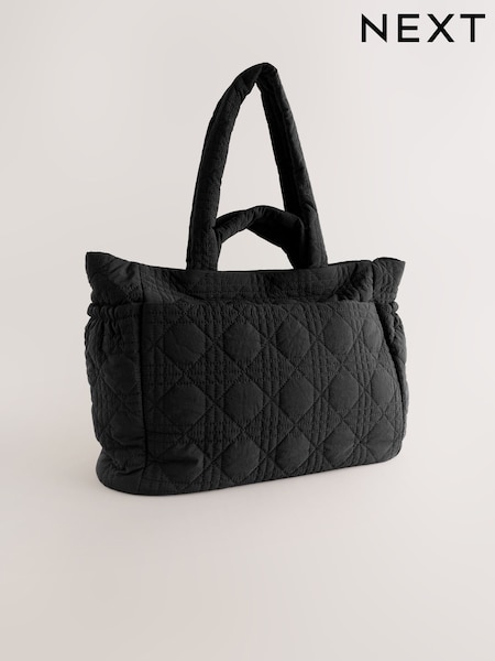 Black Nylon Quilted Shoulder Bag (W24086) | €38