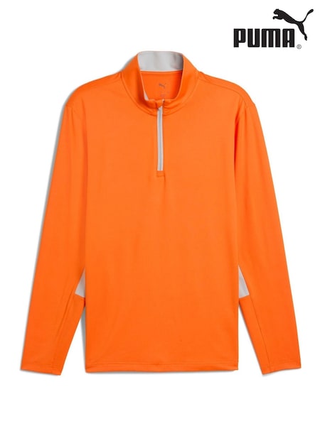 Puma Orange Mens Pure 2.0 Golf Quarter-Zip Top (W24157) | €80