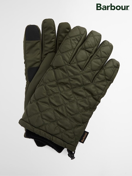 Barbour® Green Harker Waterproof Quilted Gloves (W24230) | €58