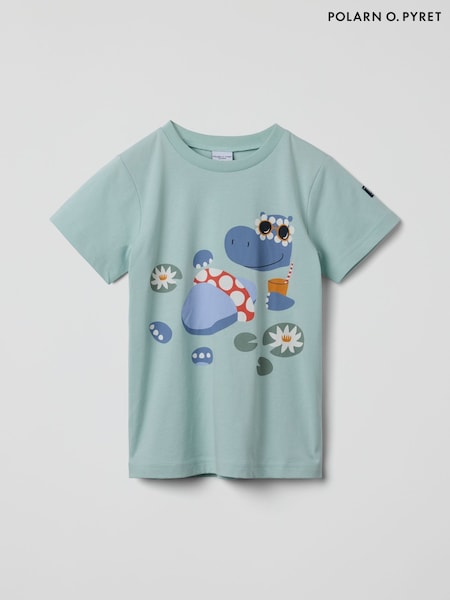 Polarn O Pyret Blue Chrome Crocodile Print 100% Organic Cotton T-Shirt (W24237) | 841 UAH