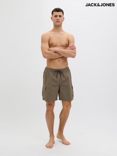 JACK & JONES Brown Cargo Swim Shorts (W24280) | kr314