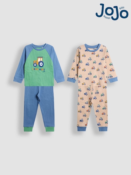JoJo Maman Bébé Navy Tractor Mix And Match 2 Pack Pyjamas (W24290) | R$ 290