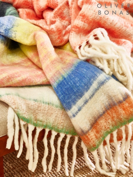 Oliver Bonas Blue Zaffre Bold Stripes Cosy Throw (W24307) | €68