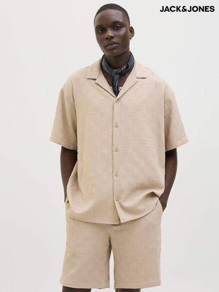 JACK & JONES Cream Short Sleeve Textured Resort Shirt (W24341) | R$ 295
