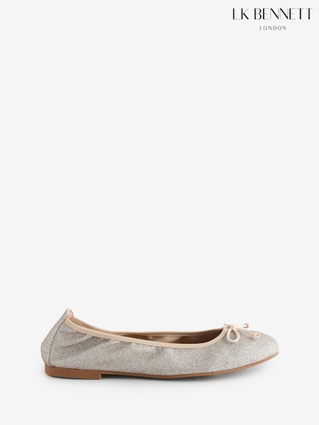 LK Bennett Metallic Trilly Gold Glitter Ballet Pumps (W24360) | €228