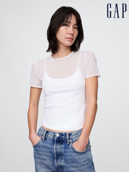 Blanco - Gap Soft Stretch Mesh Cropped T-Shirt (W24374) | 20 €