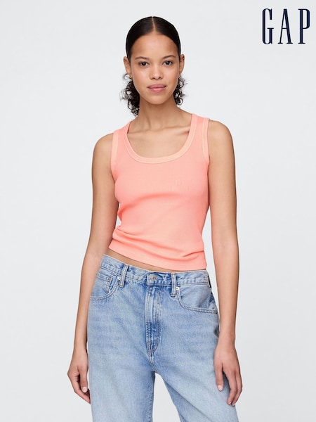 Oranssi - Gap Ribbed Neulottu Puuvilla Stretch - Scoop-liivi (W24408) | €25