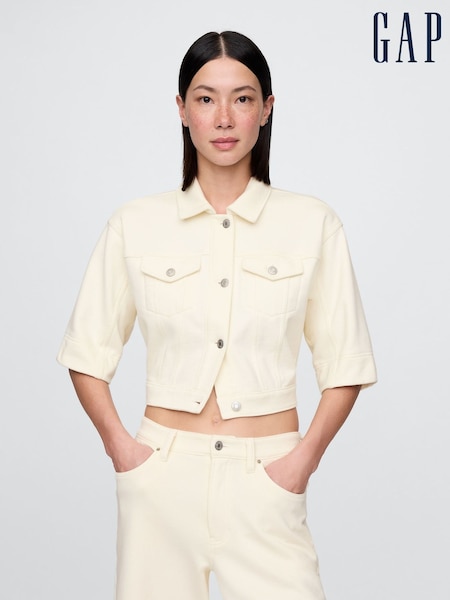 Кремовый - Gap Heavyweight French Terry Denim Cropped Jacket (W24425) | €66