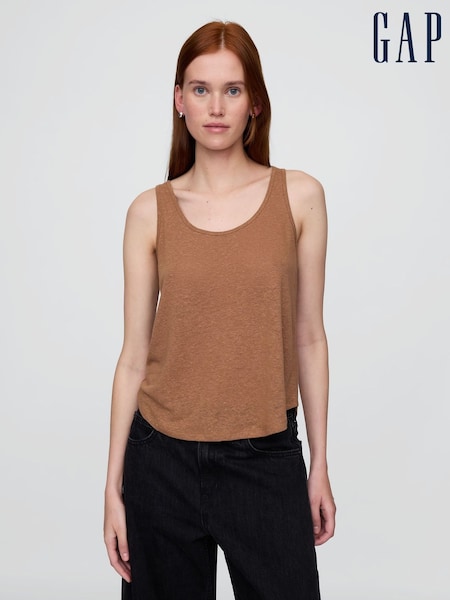 Gap Brown Linen-Blend Racerback Vest (W24428) | €29