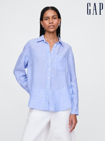 Gap Blue 100% Linen Oversized Shirt (W24440) | €86