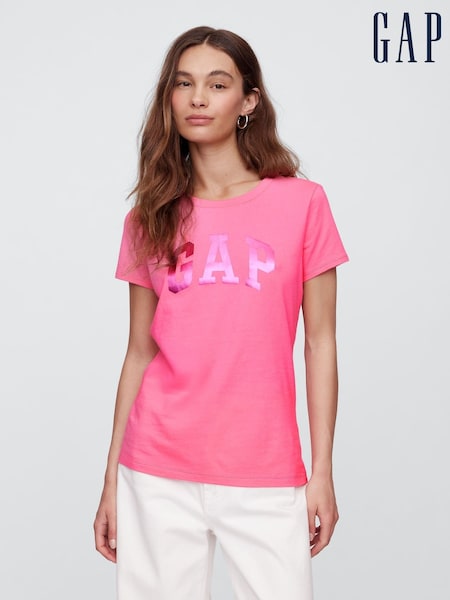 Pink - Gap Rundhals-T-Shirt mit Logo (W24455) | 21 €