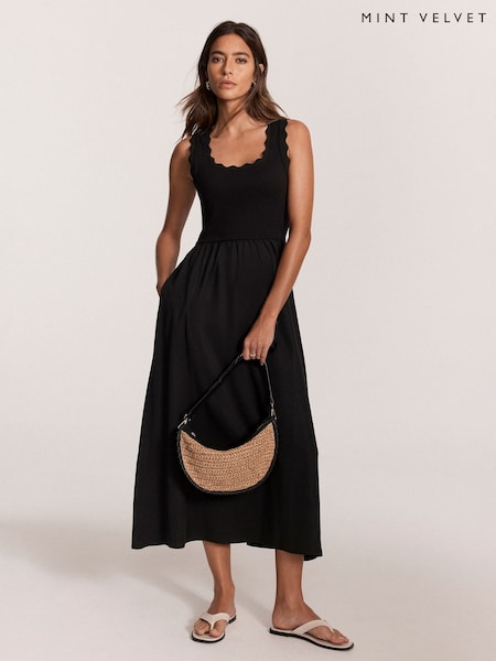 Mint Velvet Scallop Trim Midi Dress (W24476) | €131