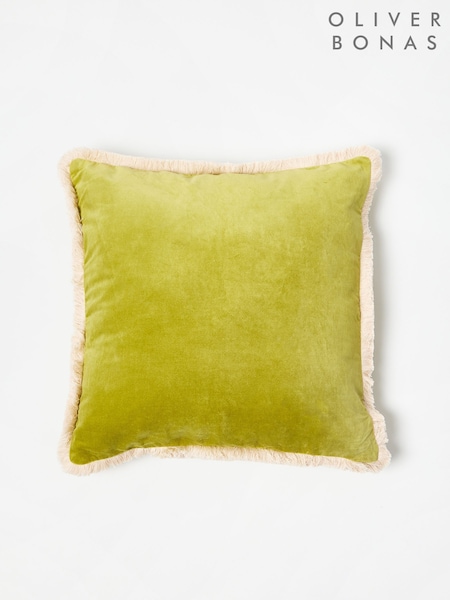 Oliver Bonas Green Issey Velvet Fringed Cushion Cover (W24497) | €45