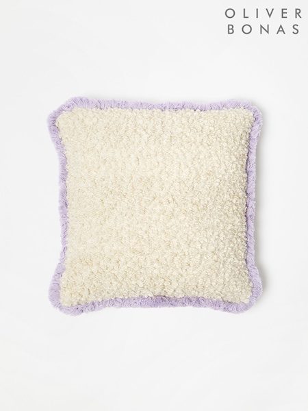 Oliver Bonas Cream Boucle Fringed Cushion Cover (W24503) | €45