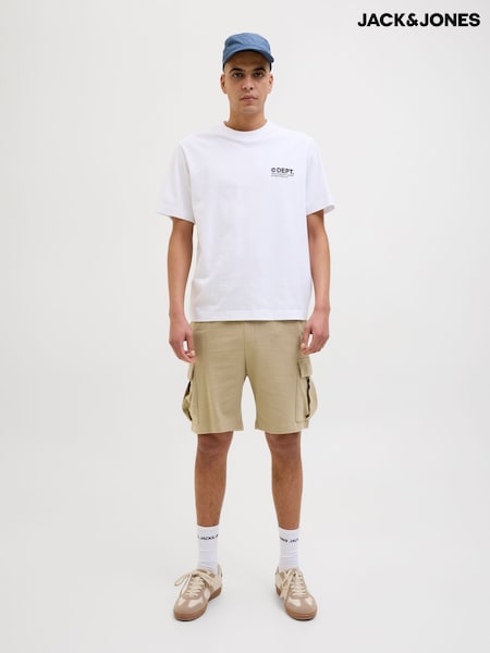 JACK & JONES Cream 100% Cotton Cargo Sweat Shorts (W24540) | R$ 195