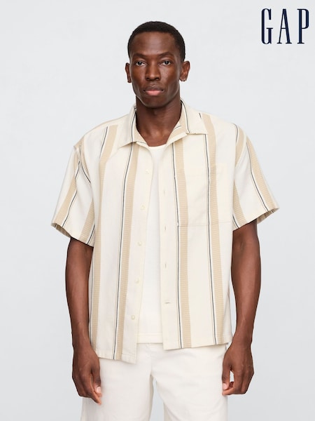 Gap Cream/Beige Stripe Short Sleeve Boxy Shirt (W24564) | €50