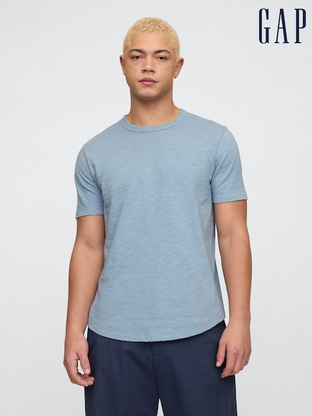 Gap Blue Slub Curved Hem Short Sleeve T-Shirt (W24575) | €17