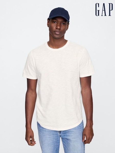 Gap White Slub Curved Hem Short Sleeve T-Shirt (W24584) | €17