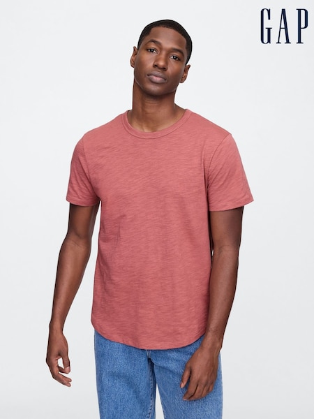 Gap Red Slub Curved Hem Short Sleeve T-Shirt (W24585) | €17