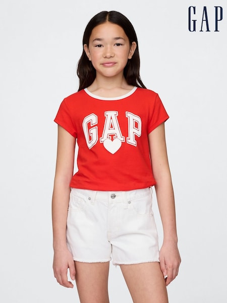 Roșu Inimă - Gap Logo Short Sleeve Graphic T-Shirt (4-13yrs) (W24601) | 74 LEI