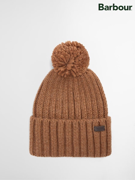 Barbour® Brown Kelson Pom Beanie Hat (W24617) | €37