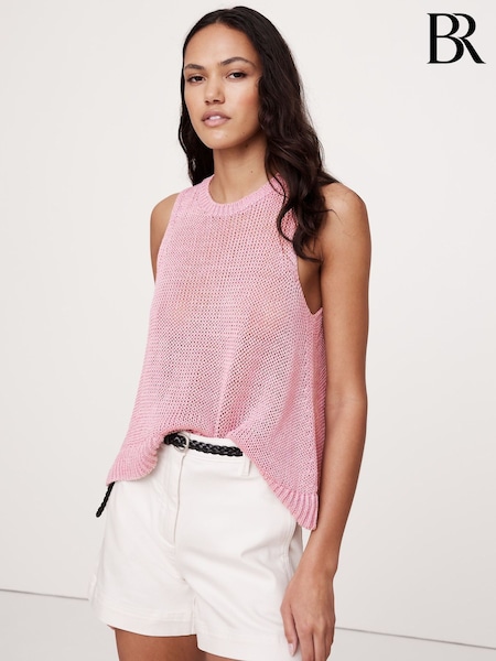 Banana Republic Pink 100% Linen Knitted Vest Top (W24671) | €126