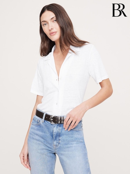 Banana Republic White Linen Resort Shirt (W24687) | €75