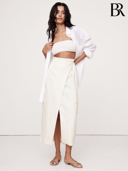 Cream - Banana Republic Linen Wrap Maxi Skirt (W24705) | 161 €
