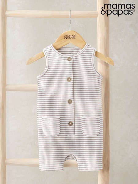 Mamas & Papas Striped Sleeveless Shortie Brown Romper (W24750) | 23 €