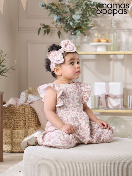 Mamas & Papas Pink Floral Dungarees (W24753) | ‏126‏₪
