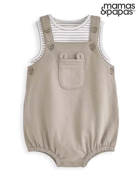 Mamas & Papas Striped Brown Bodysuit & Shortie Dungaree Set (W24757) | 35 €