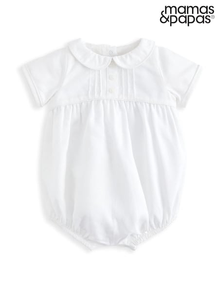 Mamas & Papas Pintuck Shortie White Romper With Collar (W24760) | 31 €