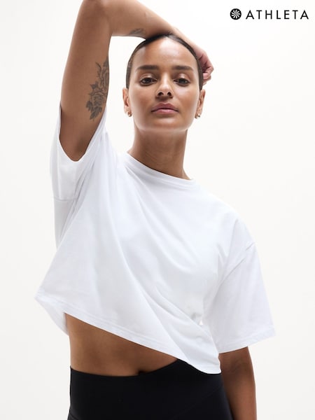 Weiß - Athleta True Cotton Cropped T-Shirt (W24781) | 46 €