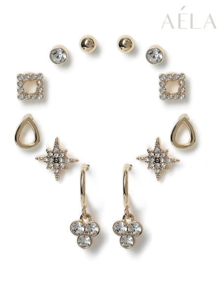 Aela Gold Tone Star Stud Earrings Multipack (W24805) | €19