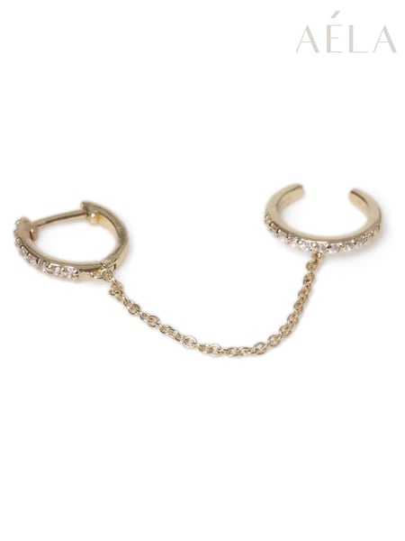 Aela Gold Tone Cubic Zirconia Piercing Double Hoop Earrings (W24832) | €33