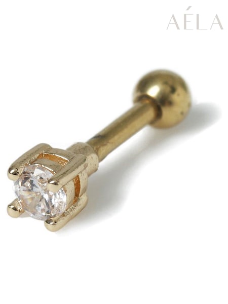Aela Gold Tone Cubic Zirconia Piercing Stud Earrings (W24835) | €30