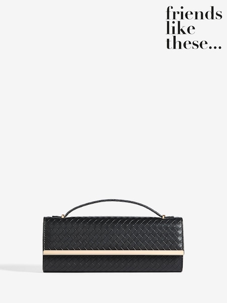 Friends Like These Black Top Handle Weave Clucth Bag (W24837) | €32