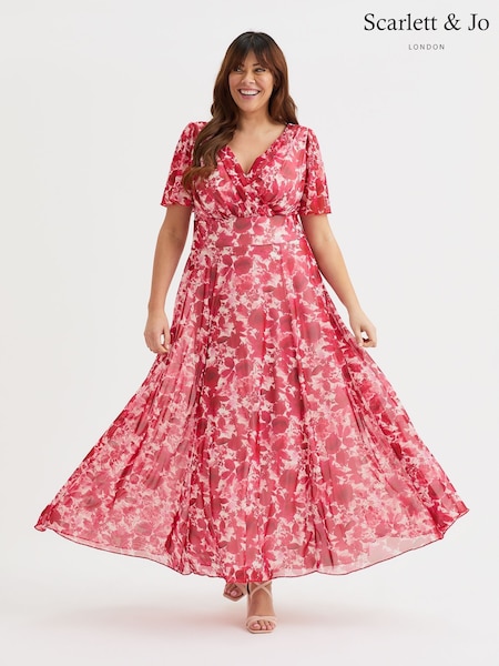 Scarlett & Jo Red Curve Isabelle Angel Sleeve Maxi Dress (W24897) | R$ 940