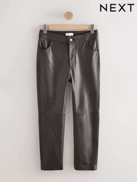 Chocolate marrom - N. Premium Real Leather Trousers (W24933) | R$ 1.395