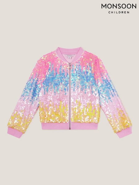 Monsoon Pink Sequin Ombre Bomber Jacket (W24963) | €58 - €65