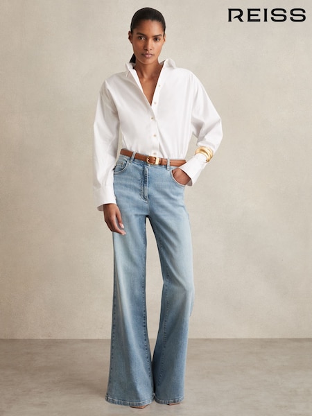 Reiss Light Blue Bonnie Mid-Rise Flared Jeans (W25016) | €199