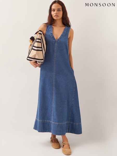 Monsoon Blue Tara A-Line Denim Dress (W25051) | ₪377