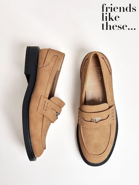 Friends Like These Tan Brown Coin Hardware Slip-On Comfort Penny Loafer Shoes (W25067) | €45